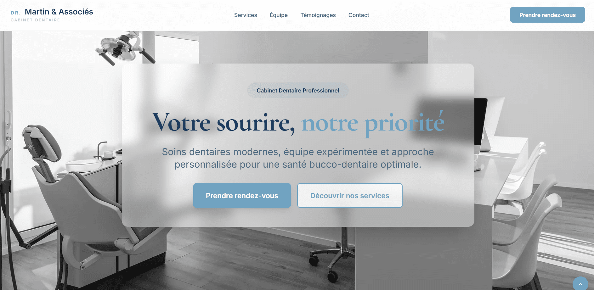 Cabinet dentaire professionnel.